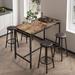 New Industrial Style 5-Piece Kitchen Counter Height Table Set, Home Counter Height Table with 4 Upholstered Stools