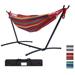 Outdoor Hammock with Stand 2-Person Outdoor Hammock Bed Portable Rope Hammock Bed for Outdoor/Patio/Porch Freestanding Swing Hammock Set Cotton Hammocks with Stand Max 350lbs R243