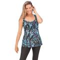 Plus Size Women's Back Smoother Tankini Top by Woman Within in Blue Painterly Leaves (Size 28)