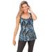 Plus Size Women's Back Smoother Tankini Top by Woman Within in Blue Painterly Leaves (Size 28)