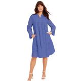 Plus Size Women's Eyelet Boardwalk Shirtdress by June+Vie in Blue Haze (Size 26/28)