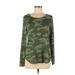 Old Navy Long Sleeve T-Shirt: Scoop Neck Covered Shoulder Green Camo Tops - Women's Size Medium