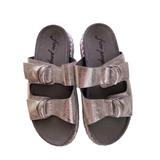 Free People Shoes | Free People Birkenstock Arizona Style Metallic Sandals Sz 8 New Never Worn | Color: Silver | Size: 8
