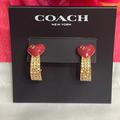 Coach Jewelry | Coach Shooting Heart Enamel Pave Huggie Earrings | Color: Gold/Red | Size: Os