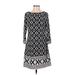 INC International Concepts Casual Dress - Shift: Black Fair Isle Dresses - Women's Size P