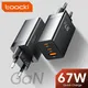 Toocki – chargeur USB type-c 67W GaN Charge rapide 65W 4.0 3.0 QC4.0 PD 3.0 PD USB-C pour iPhone