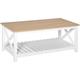 Table basse rectangulaire dim. 116L x 60l x 48H cm étagère à lattes plateau imitation chêne clair