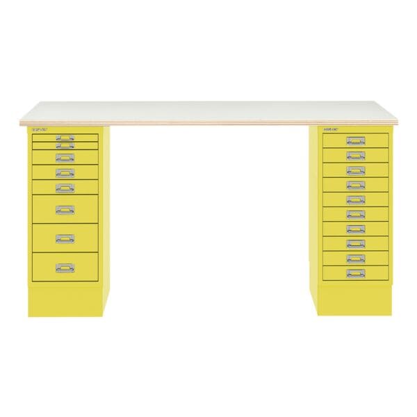 Bisley Schreibtisch »MultiRange« Plywood Platte mit 18 Schubladen gelb, 140x74x60 cm Image