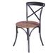 19 Inch Industrial Dining Accent Chair with Mango Wood Seat, Open X Iron Backrest, Metallic Gray, Brown