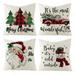 Christmas Pillow Covers 18Ã—18 Inch Farmhouse Deer Pillowcase Linen Pillow Covers for Sofa Couch Christmas Decorations Throw Pillow Covers Holiday Decor Set of 4