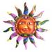 ZOELNIC Metal Sun Wall Decor Outdoor Glass Sculpture Colorful Hanging Decorations for Patio Garden or Living Room