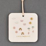 Lucky Brand Enamel Pink Leather Stud Set - Women's Ladies Accessories Jewelry Earrings in Two Tone