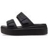 Pantolette CROCS "Brooklyn Low Wedge", Damen, Gr. 41, schwarz, Croslite, modisch, Schuhe, Plateau, Sommerschuh, Schlappen mit Schnallenverschluss