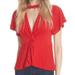Free People Tops | Free People Just A Twist Red Keyhole Knit Short Sleeve Top | Color: Red | Size: M
