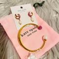 Kate Spade Jewelry | New Kate Spade Pearl Power Flex Cuff And Pave Drop Pink Huggies Earrings Set | Color: Gold/Pink | Size: Os