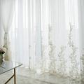 MANQILE Embroidered Luxury Tulle Curtains For Living Room Bedroom Floral Voile Sheer Window Screen Curtain for Kitchen