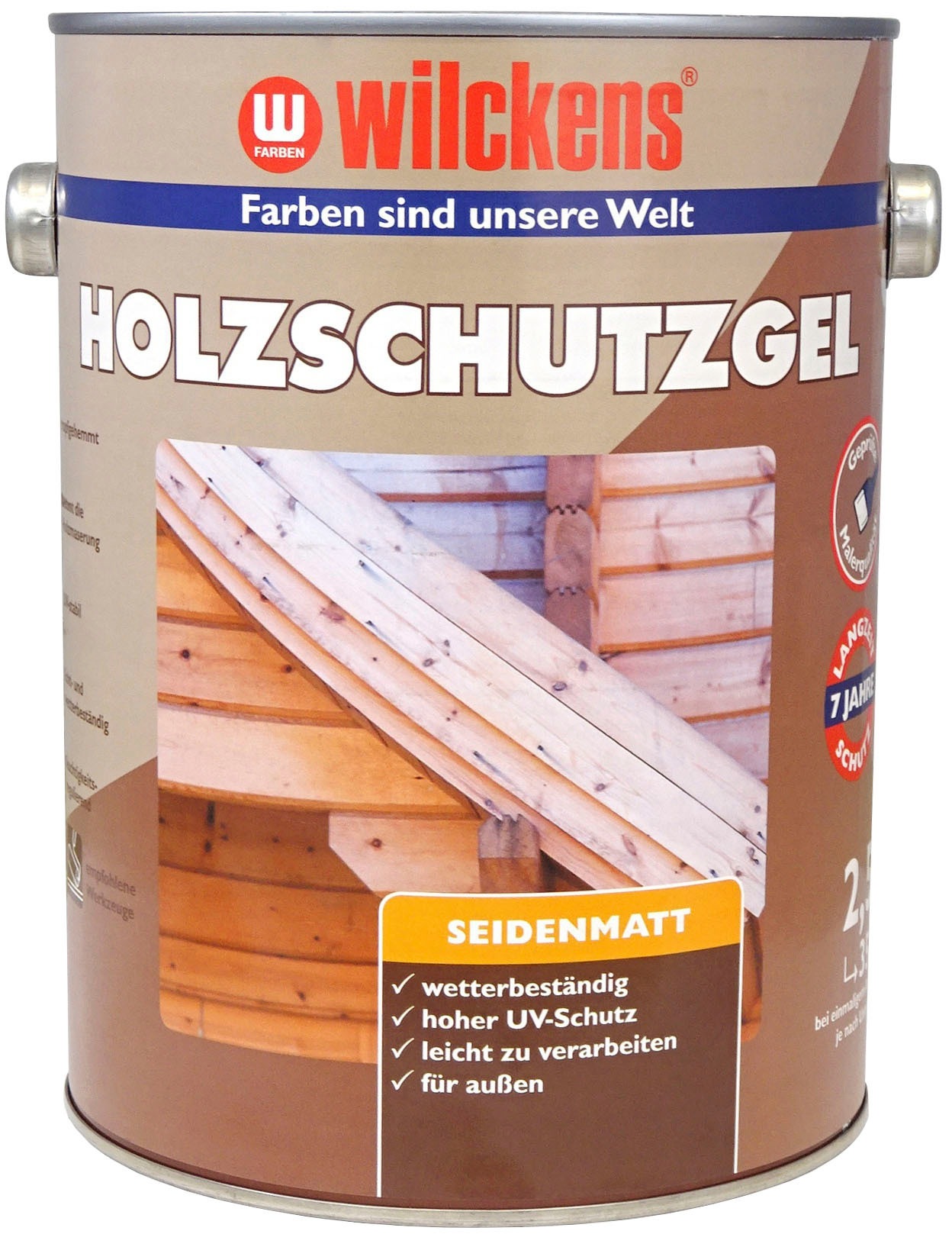„WILCKENS FARBEN Holzschutzlasur „“Holzschutzgel““ Farben seidenmatt Gr. 2,5 l 2500 ml, braun (teak) Holzlasuren“