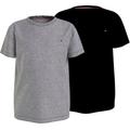 Kurzarmshirt TOMMY HILFIGER UNDERWEAR "2P CN TEE SS" Gr. 164/170, grau (medium grey ht, black) Kinder Shirts T-Shirts