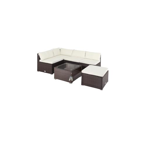 Casaria Polyrattan Lounge Set Perth braun/creme