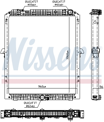 NISSENS Kühler, Motorkühlung 67176 Universal mit Dichtungen für MERCEDES-BENZ 9605000901 A9605002501 9605002501 Image