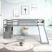 Gray Twin Size Wood Low Loft Bed with Storage Stairs / Slide / Drawer / Shelf