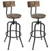 Set of 2 Bar Stools Counter Height Bar Chairs w Height Adjustable Seat