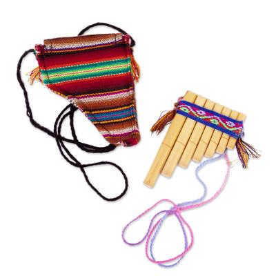 Melodies of the Empire,'Traditional Bamboo Antara Panpipe with Andean Stripe Case'