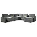 Gray Reclining Sectional - Signature Design by Ashley 129" Wide Right Hand Facing Reclining Sofa & Chaise Polyester | Wayfair 60508S12