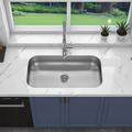 Sinber 30" x 18" Undermount Single Bowl Kitchen Sink w/ 18 Gauge 304 Stainless Steel Satin Finish Stainless Steel in Gray | Wayfair MU3018S-ADAW