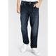 Stretch-Jeans KANGAROOS "regular fit mit geradem Beinverlauf", Jungen, Gr. 128, N-Gr, blau (dunkelblau), Denim/Jeans, Obermaterial: 98% Baumwolle, 2% Elasthan, bestickt, Basic, Basic lang, Jeans, bequeme Passform, gerades Bein, niedrige Leibhöhe