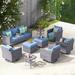 Red Barrel Studio® 9 Piece Sofa Seating Group w/ Cushions Synthetic Wicker/All - Weather Wicker/Wicker/Rattan in Blue | Outdoor Furniture | Wayfair