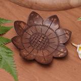 Canora Grey Handmade South By Sunflower Coconut Shell Soap Dish Manufactured Wood in Brown | 0.8 H x 4.5 W x 4.5 D in | Wayfair