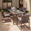 Latitude Run® Rectangular 4 - Person 60.8" Long Outdoor Dining Set w/ Cushions Metal in Gray | 60.8 W x 35.4 D in | Wayfair