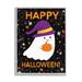 Stupell Industries Happy Halloween Happy Ghost Giclee Art By Emily Cromwell Wood in Black/Brown/Indigo | 30 H x 24 W x 1.5 D in | Wayfair