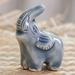 Dakota Fields Challen Handmade Happy Elephant In Green Celadon Figurine Porcelain/ in Gray/White/Blue | 2 H x 1.7 W x 1.3 D in | Wayfair
