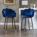 Everly Quinn Olvina Swivel 29" Tall Bar Stools & Counter Stools Upholstered/Velvet/Metal in Blue | 39.76 H x 22.44 W x 22.24 D in | Wayfair