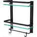 Latitude Run® 2 Piece Glass Tiered Shelf w/ Hooks Glass in Black | 16.1 H x 15.2 W x 5 D in | Wayfair 9FE7749BC81E4DEFA7695D811D7675E3