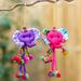 The Holiday Aisle® Christmas Hanging Figurine Ornament Set of 2 Fabric in Pink/Indigo | 7 H x 4.1 W x 1.6 D in | Wayfair