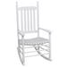 August Grove® Rocking Chair Outdoor Patio Rocking Chair w/ Curved Seat Poplar Wood Wood/Solid Wood in White | 11.5 H x 62.5 W x 123 D in | Wayfair