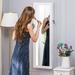 Latitude Run® Full-Length Mirror Jewelry Cabinet, Jewelry Armoire Wall Mounted Over The Door Hanging, Lockable Manufactured in White | Wayfair