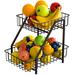 Prep & Savour Deidrea 2-Tier Fruit Basket Stand, Kitchen Vegetables Bread Storage Basket Holder in Black | 10.35 H x 8.8 W x 12.28 D in | Wayfair