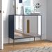 Willa Arlo™ Interiors Broxton 2 - Door Mirrored Accent Cabinet Wood in Blue/Brown/Gray | 34.25 H x 36 W x 16 D in | Wayfair