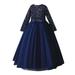 TAGOLD Children Dress Girl Long Sleeve Girl Princess Dress Long Sequin Dress Dress Navy 9-10 Years