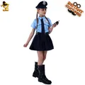 Uniforme de policier d'halloween pour enfants Costumes Cosplay robes de Police bleues pour filles
