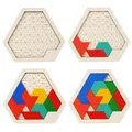 Planche hexagonale en bois pour enfants forme géométrique planche de puzzle calendrier amusant