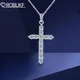 Collier pendentif croix Moissanite plaqué or blanc 18 carats diamant Moissanite argent regardé