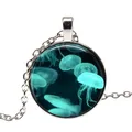 Collier pendentif rond en verre marin pour hommes et femmes colliers de déclaration bohème