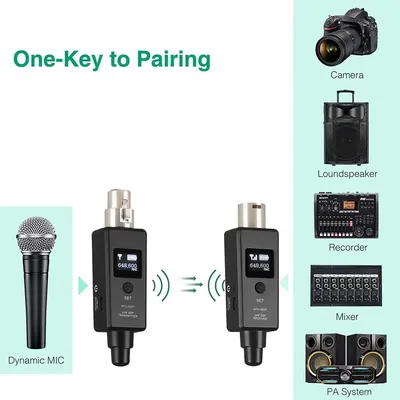 Système émetteur-récepteur sans fil UHF connexion XLR batterie aste intégrée microphone dynamique