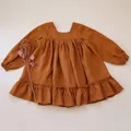 Robe de printemps à volants et manches longues pour bébé fille de 1 à 5 ans jupe tutu en lin et