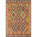 Reversible Geometric Kilim Oriental Area Rug Hand-woven Wool Carpet - 4'11" x 6'9"